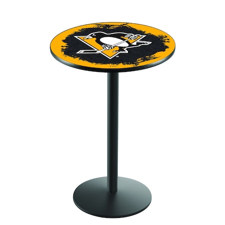 36 Blk Wrinkle Pittsburgh Penguins Pub Table